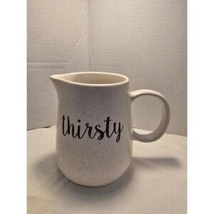 At Home Thirsty Speckled Ceramic Pitcher Cream Black Farmhouse Stoneware 6in‎ /2